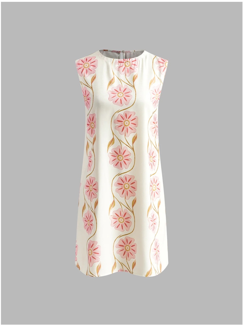 Commense White Mini Dress with Pink Floral Motif - Picture 5 of 8